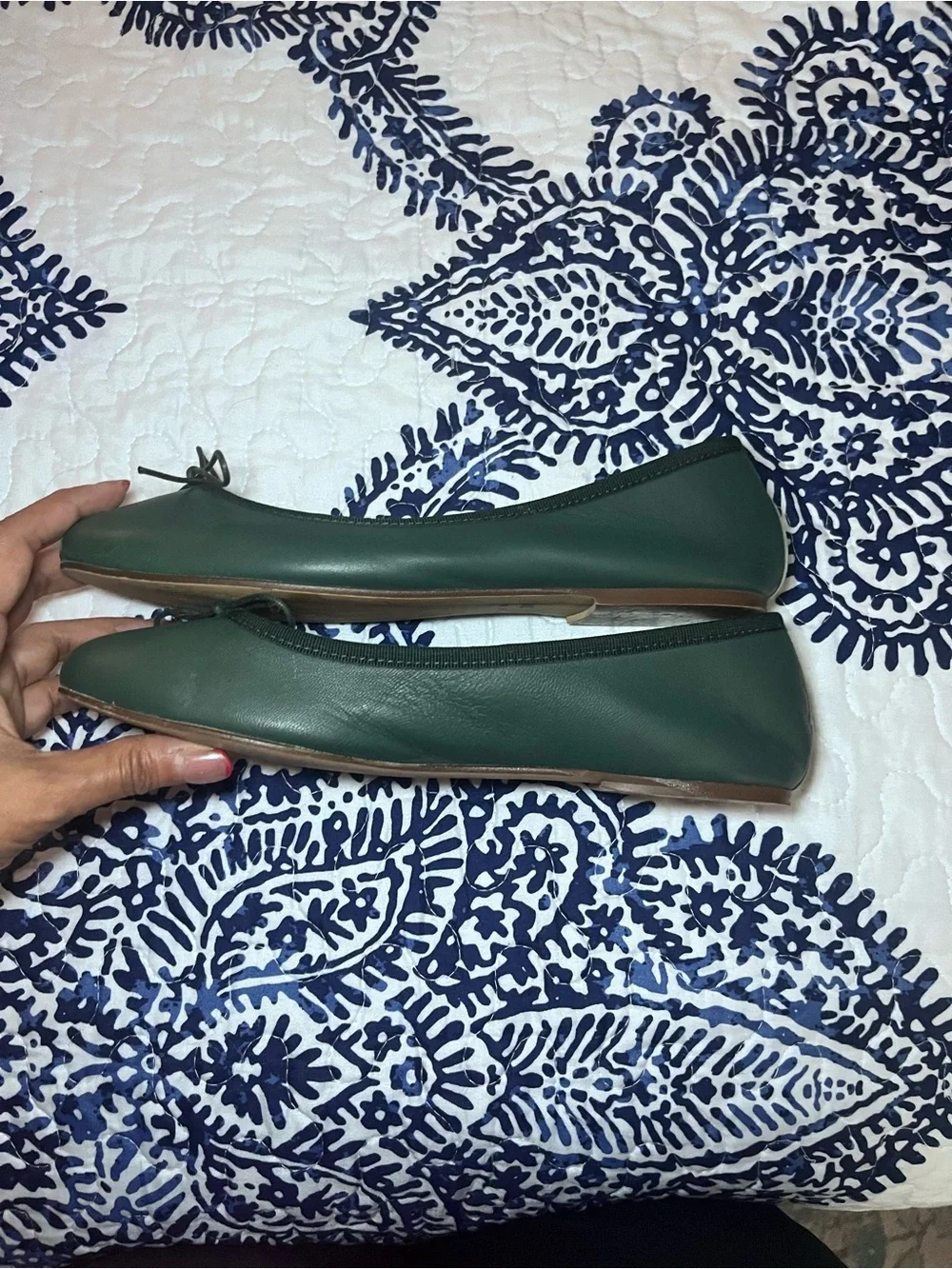 BallereTTe Rome Colonna ballet flats in bottle green leather